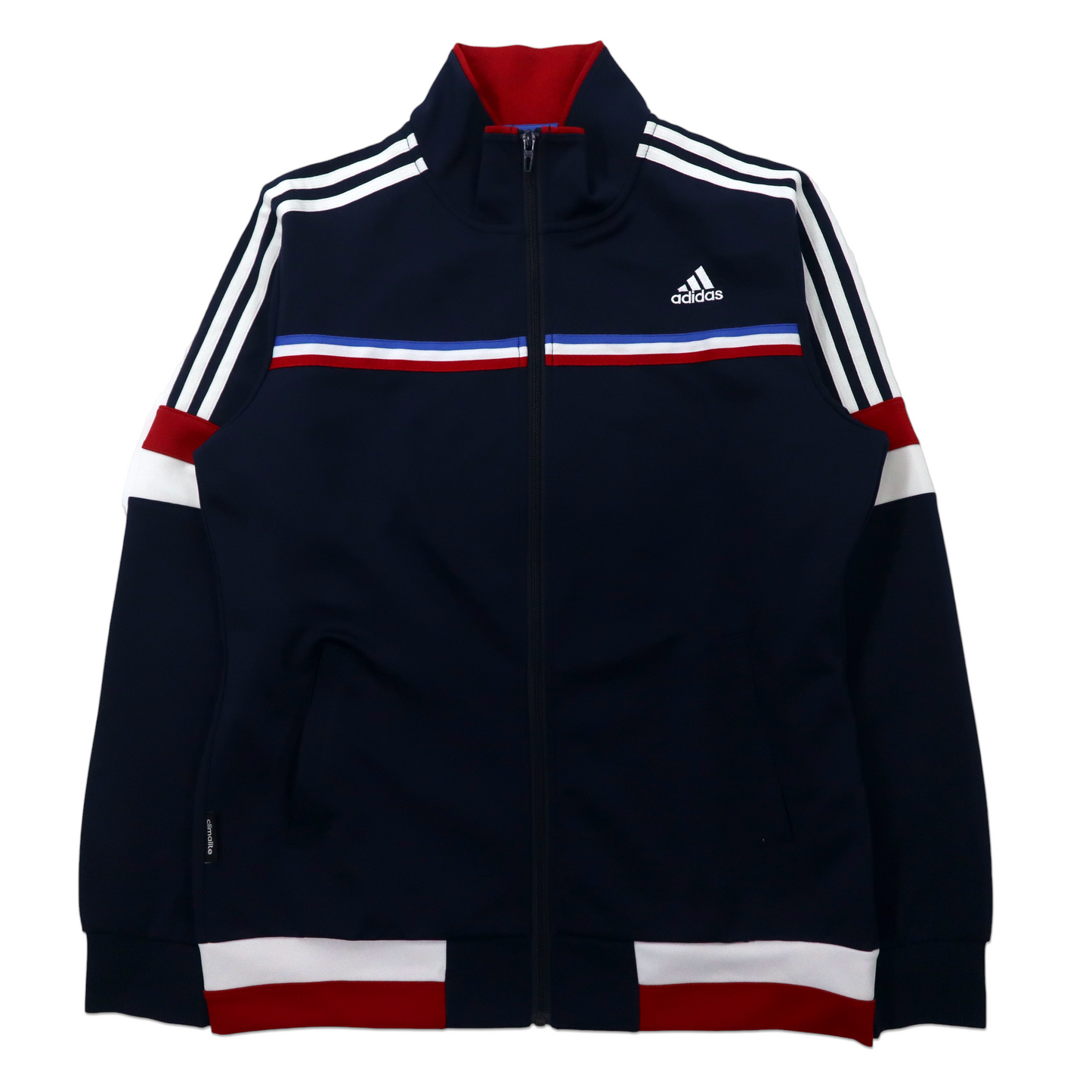 Adidas Track Jacket Jersey O Navy Polyester 3 STRIPED Stricolor Buck Logo  Print