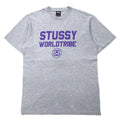 日本然リトテ-古着オンライン-stussy 00年代 シャネルロゴ Tシャツ L グレー コットン WORLD TRIBE 黒タグ メキシコ製-Stussy 00s Chanel Logo T-SHIRT L Gray Cotton WORLD TRIBE Black Tag Mexico Made