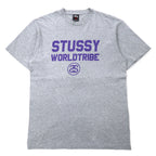日本然リトテ-古着オンライン-stussy 00年代 シャネルロゴ Tシャツ L グレー コットン WORLD TRIBE 黒タグ メキシコ製-Stussy 00s Chanel Logo T-SHIRT L Gray Cotton WORLD TRIBE Black Tag Mexico Made