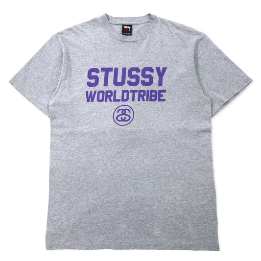 stussy 00年代 シャネルロゴ Tシャツ L グレー コットン WORLD TRIBE 黒タグ メキシコ製