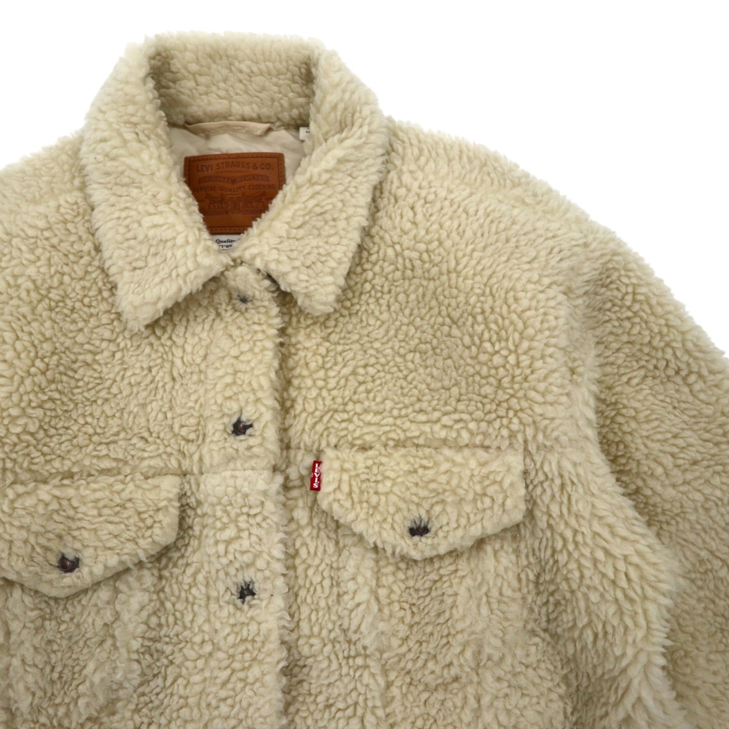 LEVI'S PREMIUM ビッグE オールオーバー シェルパ トラッカージャケット フリースジャケット L クリーム ポリエステル All Over Sherpa Trucker Cloud Cream 56861-0000