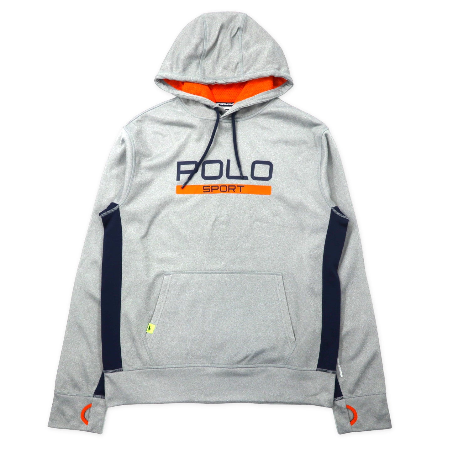 POLO SPORT RALPH LAUREN Logo Print pullover Hoodie Performance M Gray  Polyester Thermo Vent