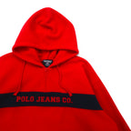 POLO JEANS CO. RALPH LAUREN 90s fleece half-zip hoodie XL red polyester logo