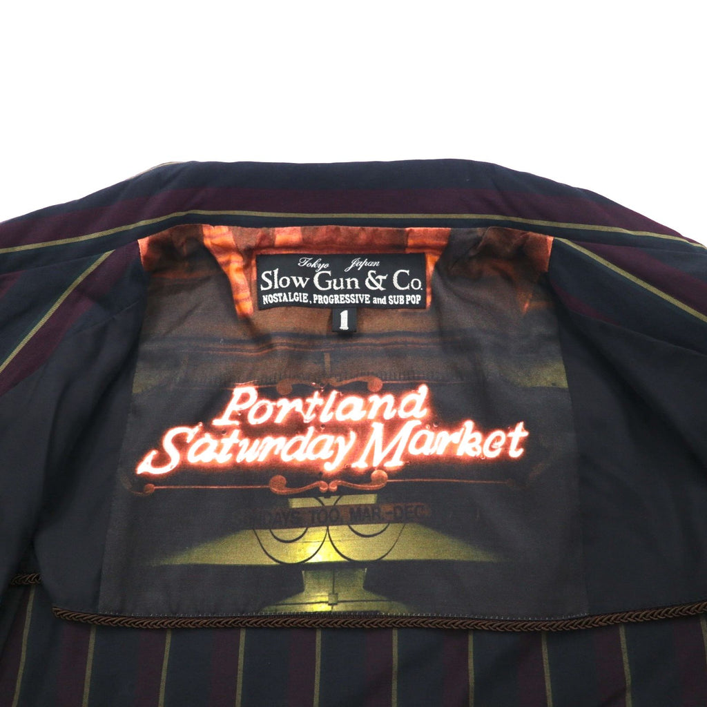 Slow Gun &amp; Co. M-65 Military Field Jacket, S, Navy, Striped, Drawstring, Made in Japan