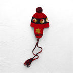 Leh イヤーフラップ ニット キャップ ear flap knit cap ボンボン ニット帽 FREE レッド 耳あて付き