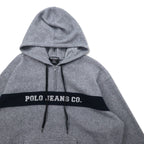 POLO JEANS CO. RALPH LAUREN 90s fleece half-zip hoodie L gray polyester logo