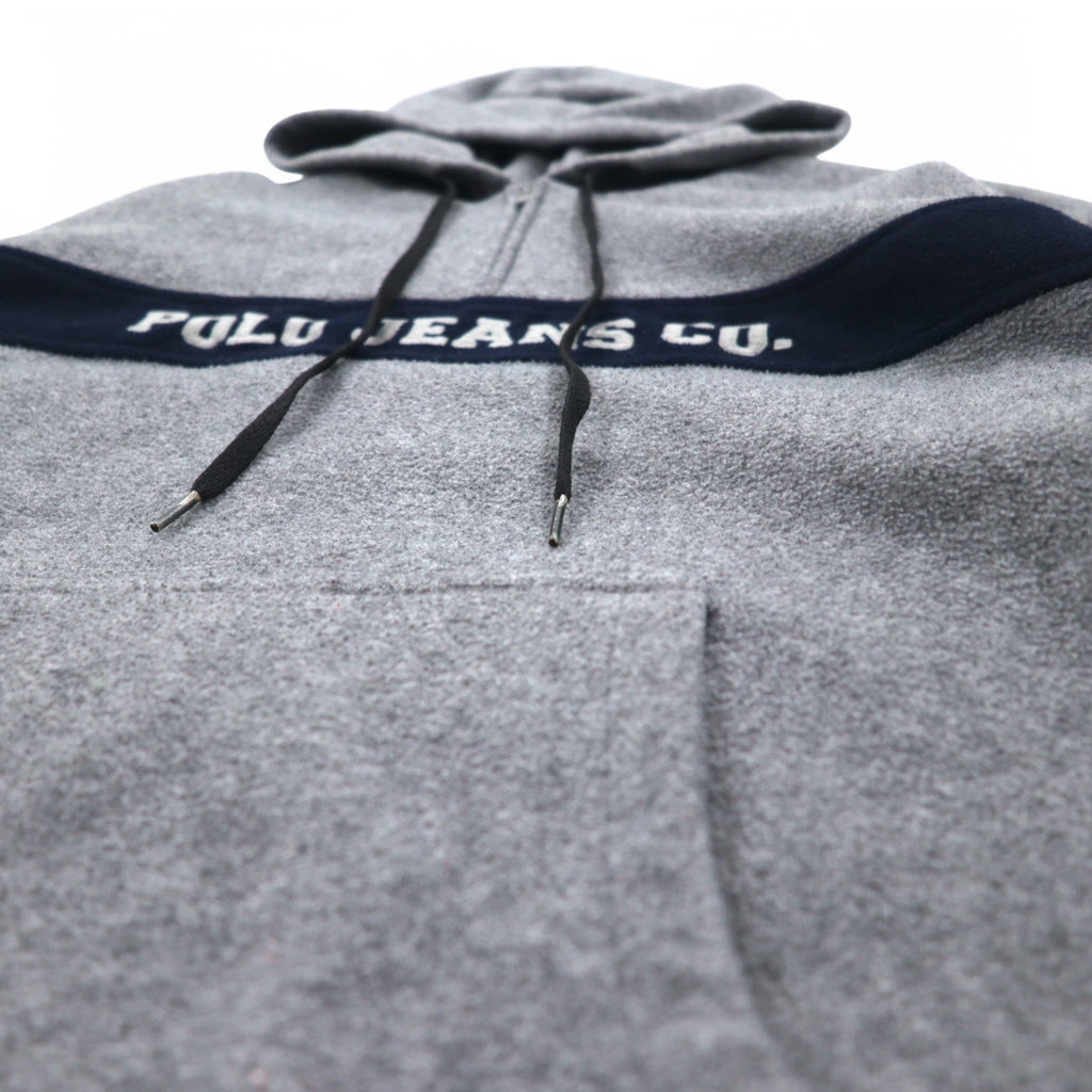 POLO JEANS CO. RALPH LAUREN 90s fleece half-zip hoodie L gray polyester logo