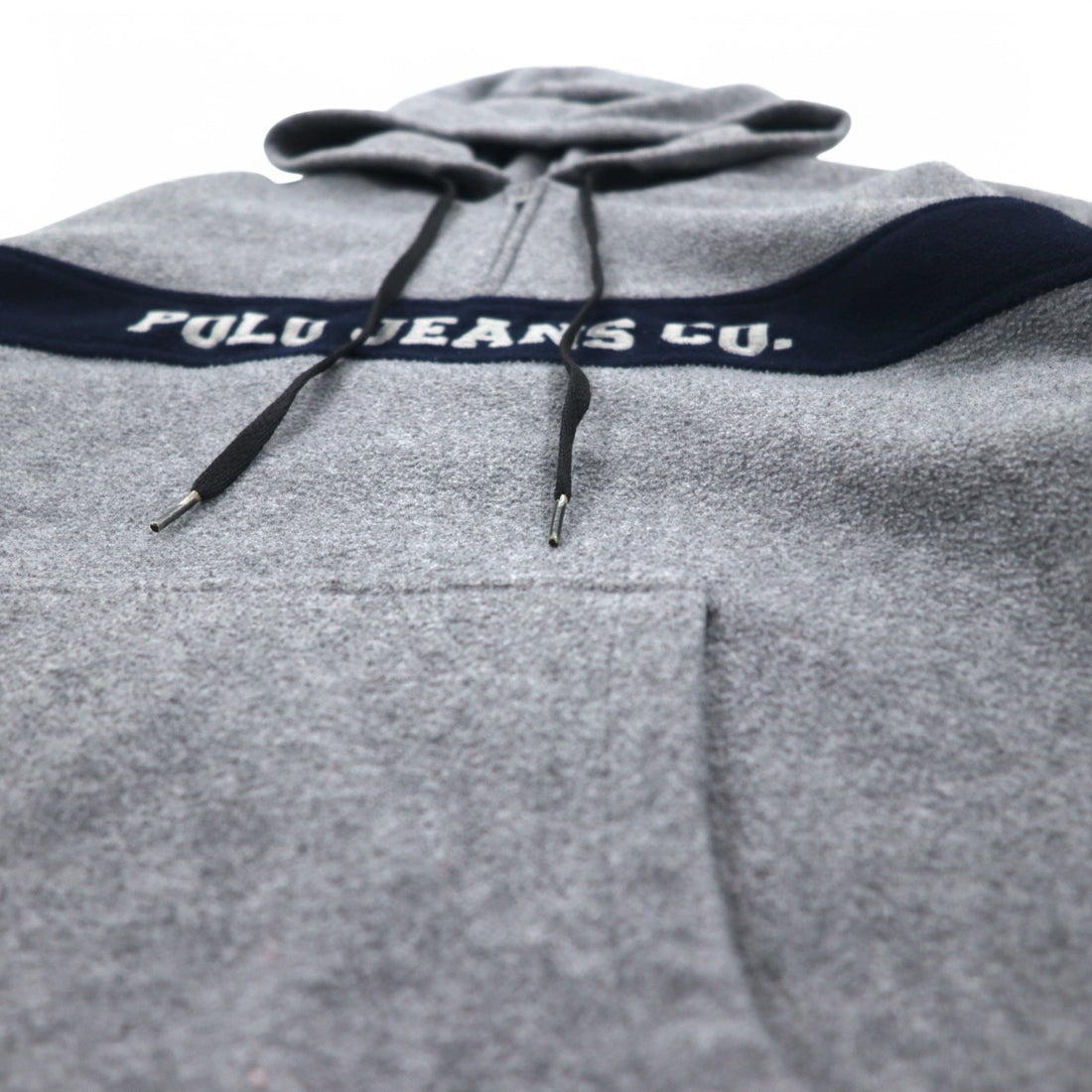 POLO JEANS CO. RALPH LAUREN 90s fleece half-zip hoodie L gray polyester logo