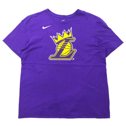 日本然リトテ-古着オンライン-NIKE NBA レイカーズ プリントTシャツ XL パープル コットン Lakers ビッグサイズ-NIKE NBA Lakers Print T-Shirt XL Purple Cotton LAKERS Big Size