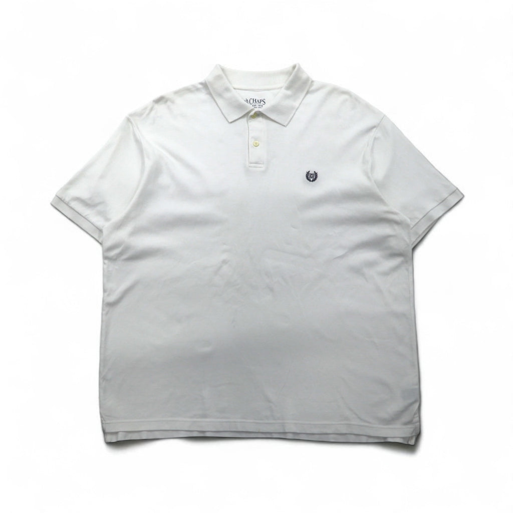 CHAPS Polo Shirt, XL, White Cotton, One-Point Embroidered Emblem