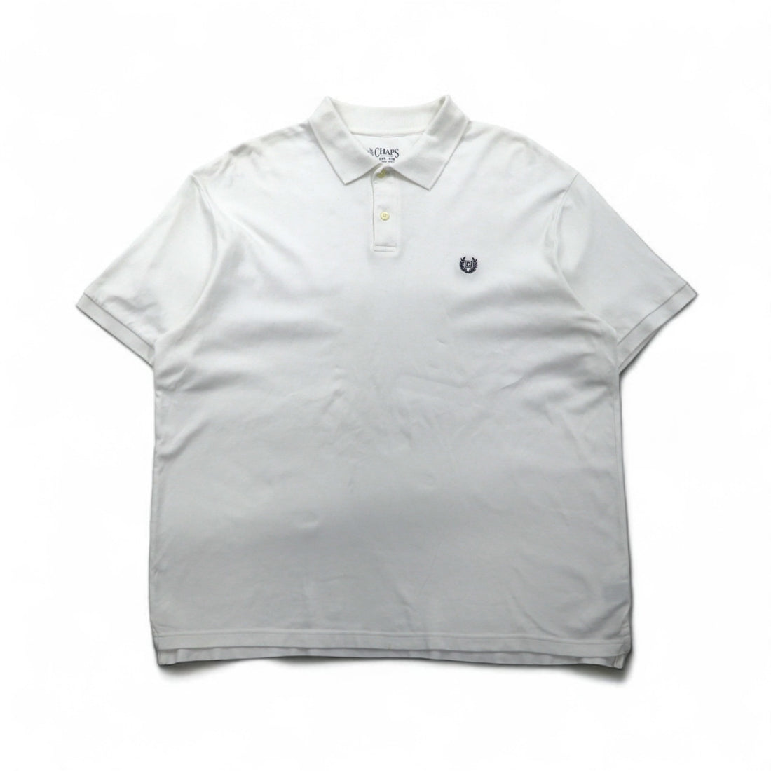 CHAPS Polo Shirt, XL, White Cotton, One-Point Embroidered Emblem