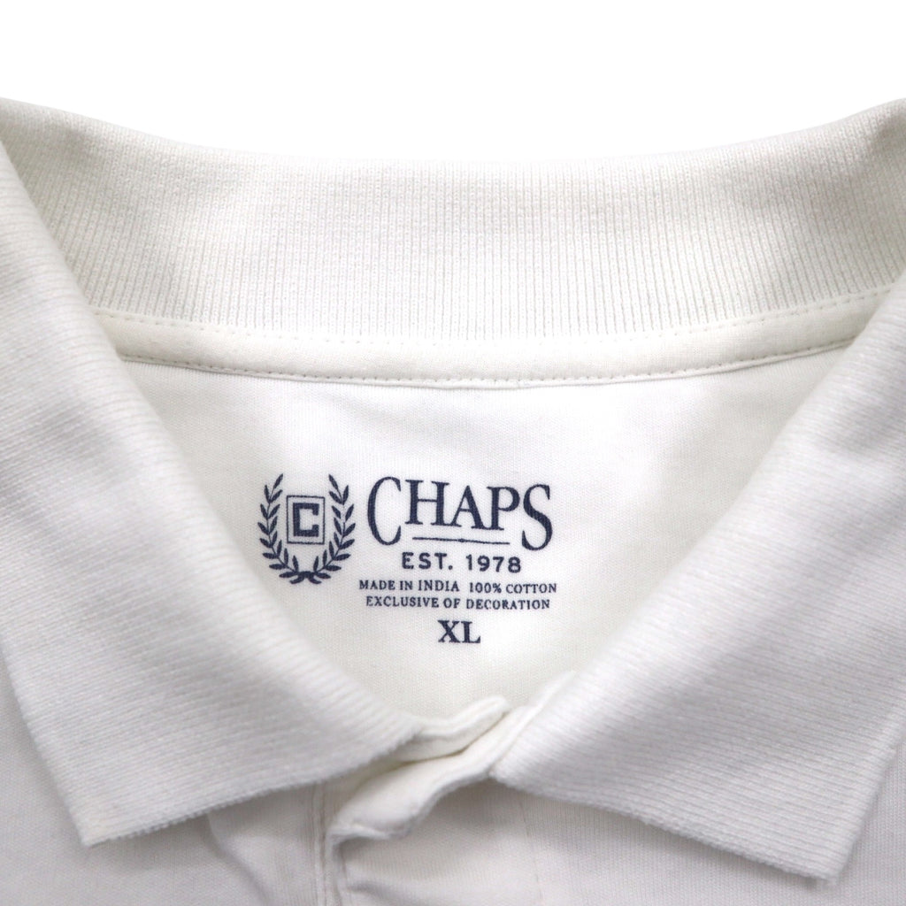 CHAPS Polo Shirt, XL, White Cotton, One-Point Embroidered Emblem