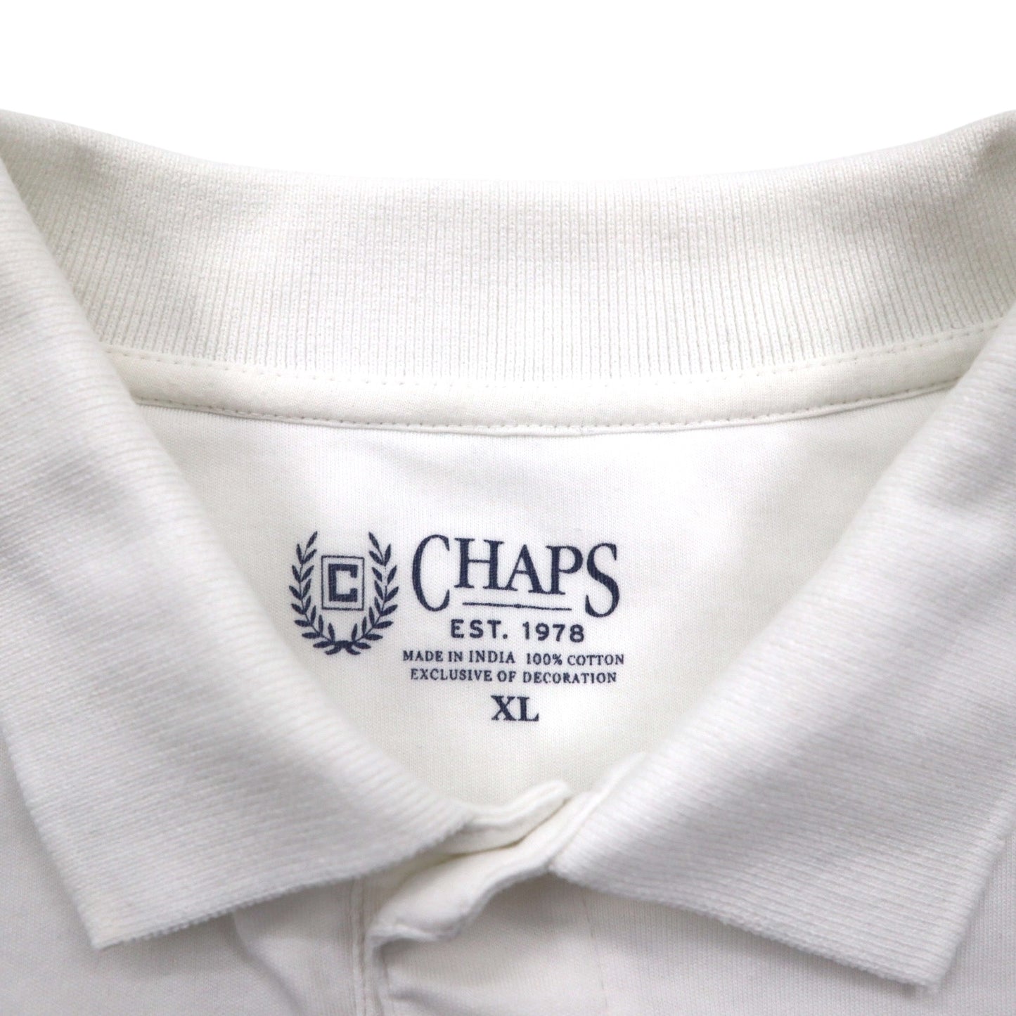 CHAPS ポロシャツ XL ホワイト コットン ワンポイント 刺繍 エンブレム