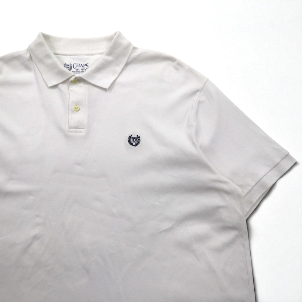 CHAPS Polo Shirt, XL, White Cotton, One-Point Embroidered Emblem
