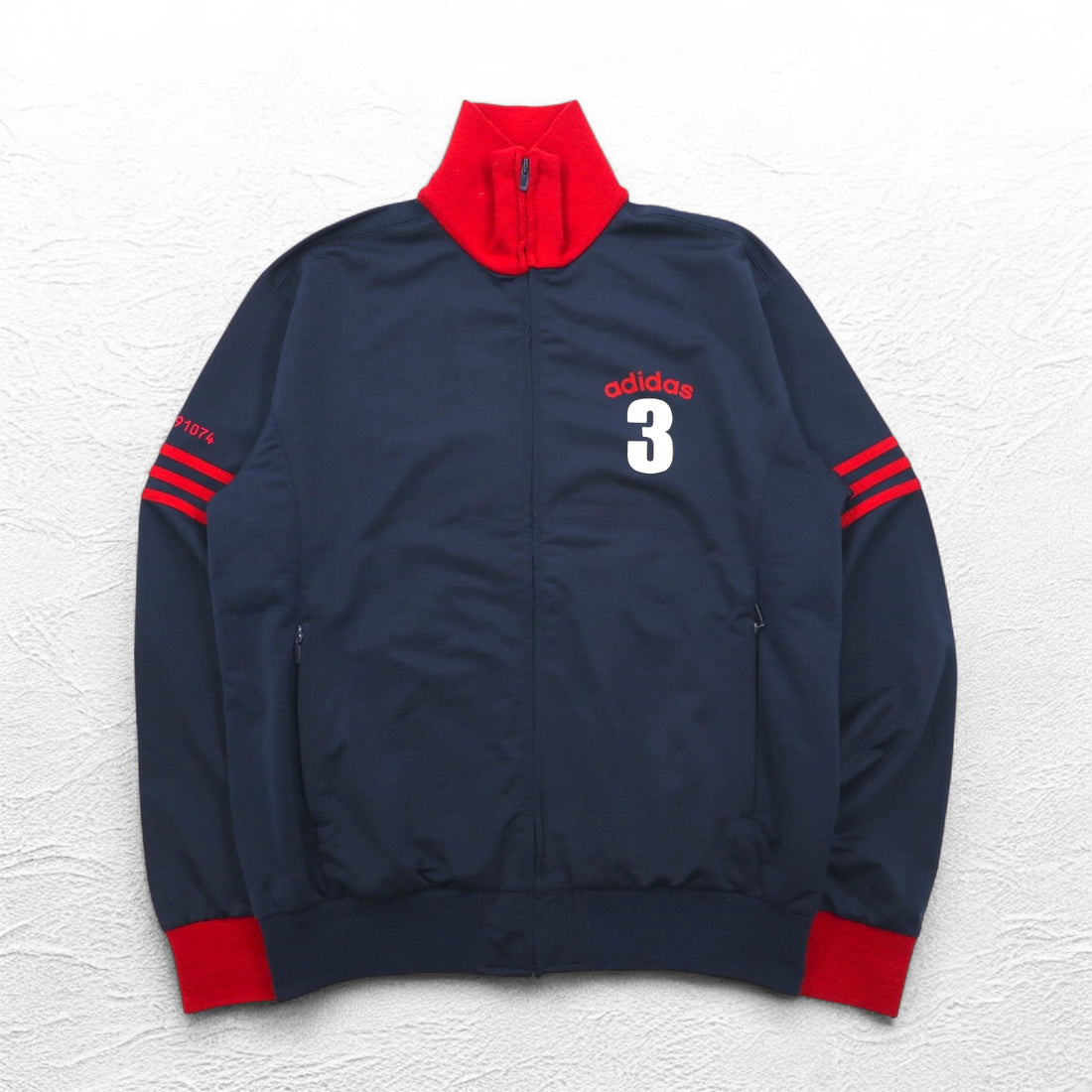 adidas 00s High Neck Track Jacket Jersey L Navy Red Numbering Polyester