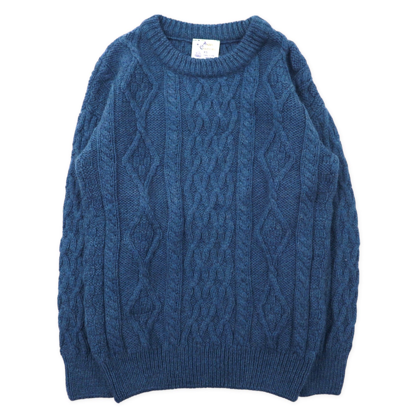 ARAN COUNTRY Ireland MADE Alan Knit Sweater XS Blue Wool – 日本然