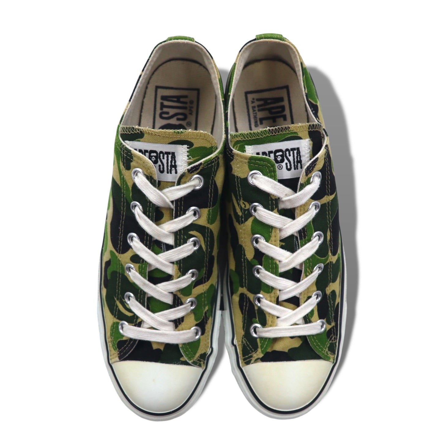 A BATHING APE キャンバス スニーカー 28cm カーキ カモフラ柄 APE STA GREEN CAMO LO 日本製