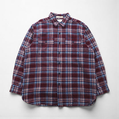 L.L.Bean シャミークロス フランネルシャツ L ボルドー TRADITIONAL FIT チェック ダブルポケット 277981