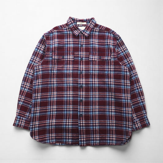 L.L.Bean シャミークロス フランネルシャツ L ボルドー TRADITIONAL FIT チェック ダブルポケット 277981