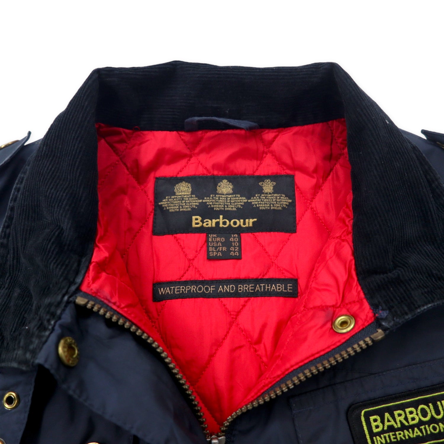 BARBOUR International Jacket 40 Navy Polyester Quilted Liner