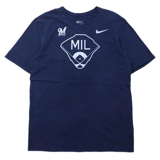 NIKE MLB ベースボール プリントTシャツ L ネイビー コットン MIL