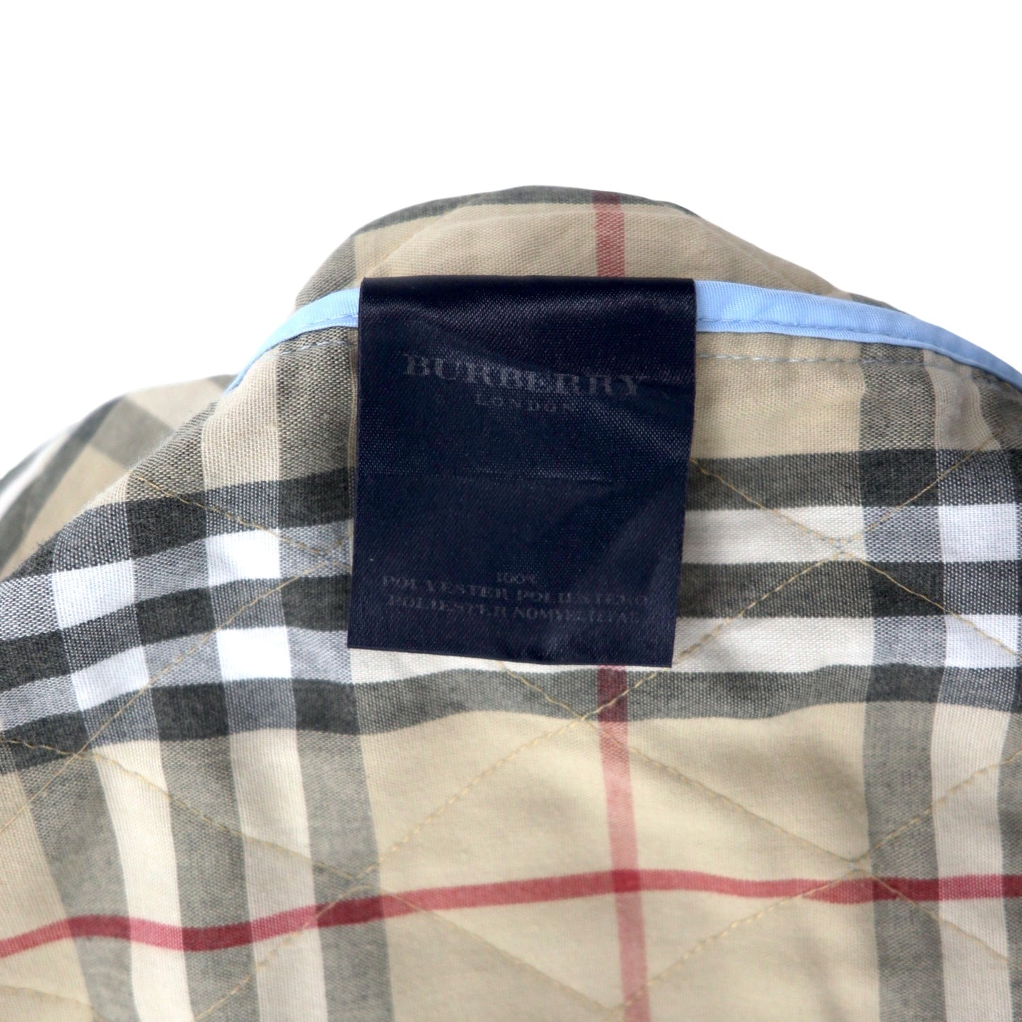 BURBERRY イングランド製 キルティングジャケット XL ブルー ポリエステル 裏地ノバチェック