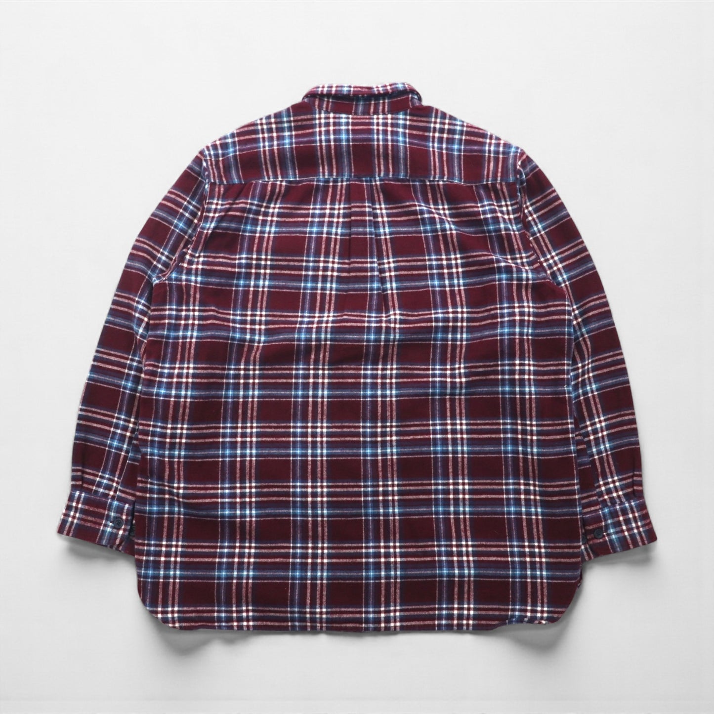 L.L.Bean シャミークロス フランネルシャツ L ボルドー TRADITIONAL FIT チェック ダブルポケット 277981