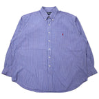 日本然リトテ-古着オンライン-Ralph Lauren ボタンダウンシャツ XXL ブルー チェック コットン BLAIRE スモールポニー刺繍-Ralph Lauren Button-Down SHIRTS XXL Blue Checked Cotton BLAIRE Small Pony Embroidery