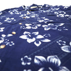 Sun Casuals アロハシャツ オープンカラー 3X ネイビー レーヨン 総柄 ハイビスカス