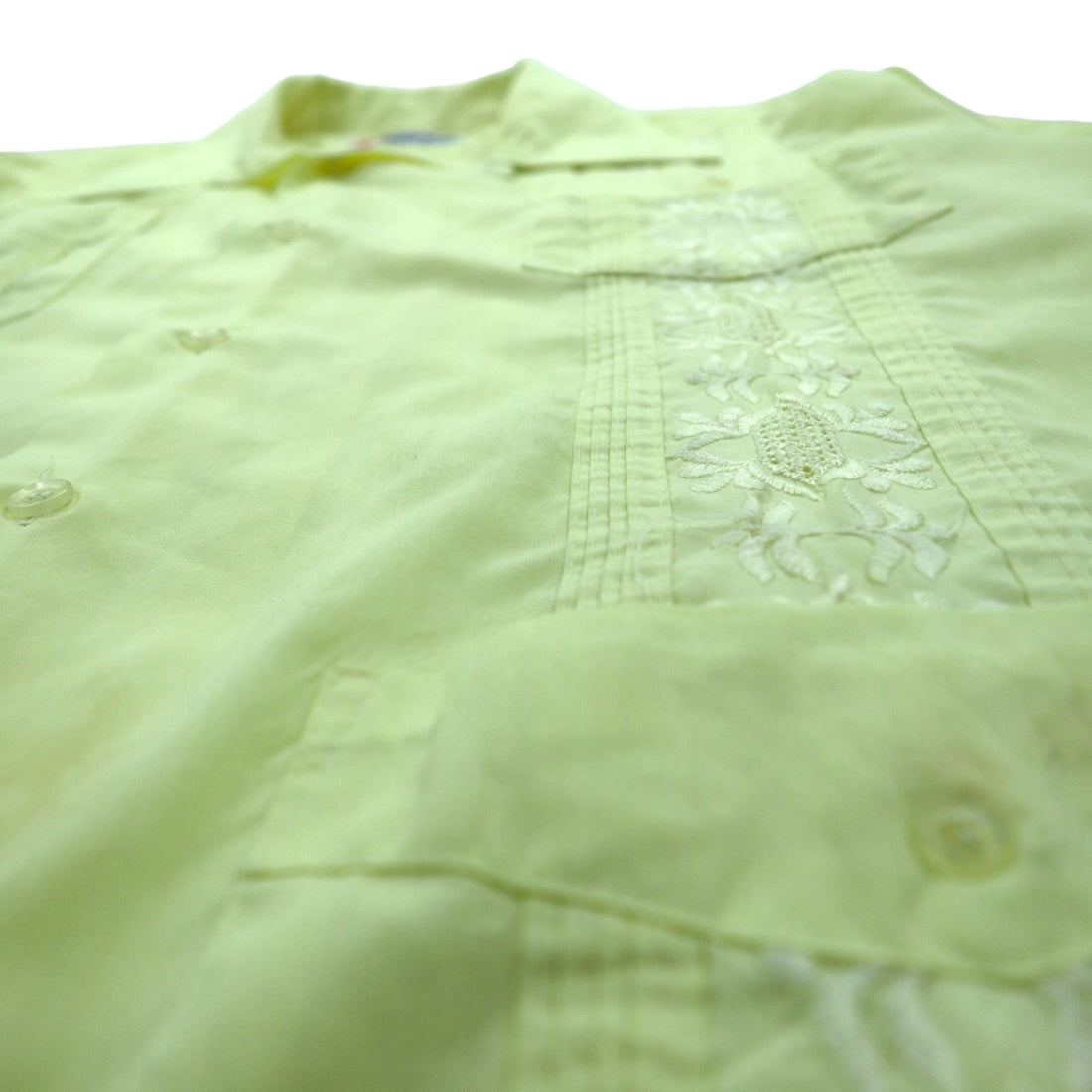 ROMANI 80s Cuban Box Shirt, Size XL, Yellow, Polyester and Cotton, Embroidered