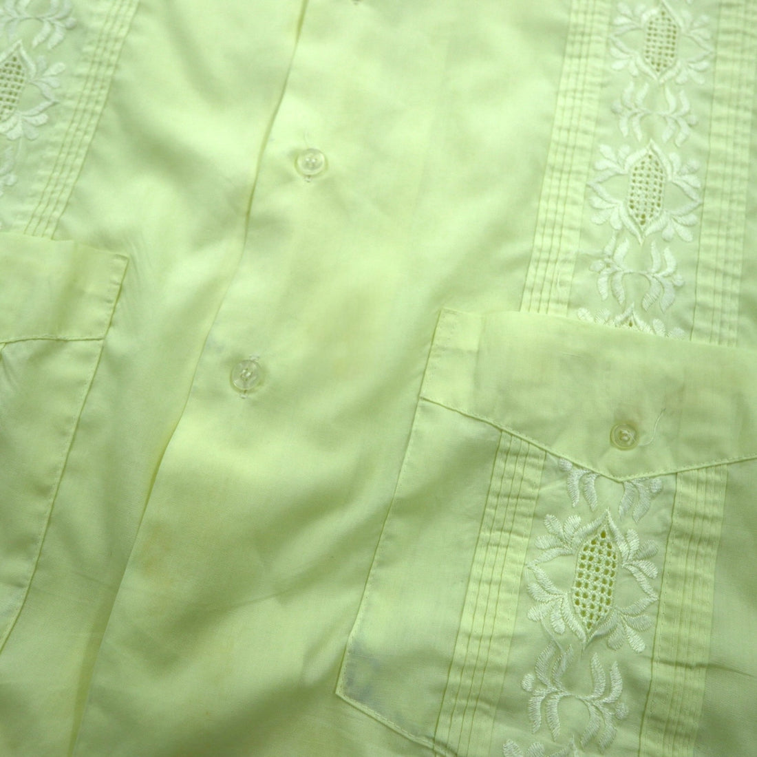 ROMANI 80s Cuban Box Shirt, Size XL, Yellow, Polyester and Cotton, Embroidered