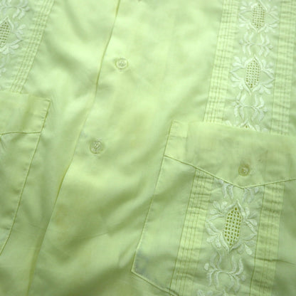 ROMANI 80年代 キューバシャツ ボックスシャツ XL イエロー ポリエステル コットン 刺繍