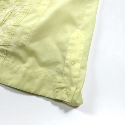 ROMANI 80年代 キューバシャツ ボックスシャツ XL イエロー ポリエステル コットン 刺繍