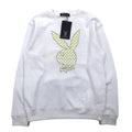 PLAY BOY logo print crew neck sweatshirt L white cotton fleece lining unused