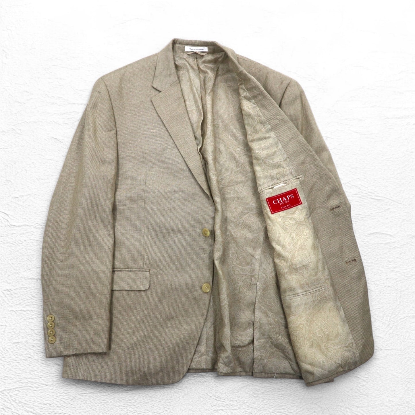 CHAPS 2B テーラードジャケット スーツ L ベージュ ポリエステル リネン混