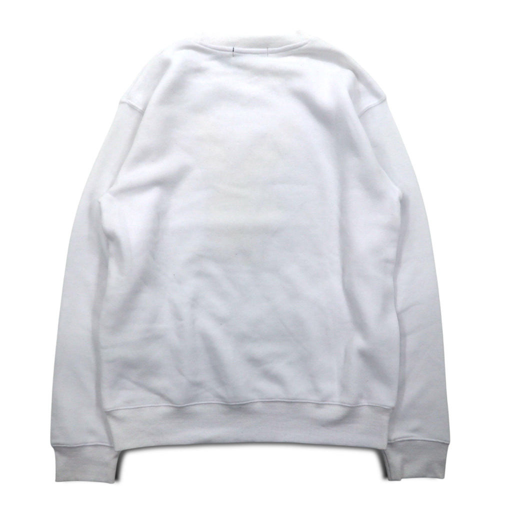 PLAY BOY logo print crew neck sweatshirt L white cotton fleece lining unused