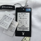 PLAY BOY logo print crew neck sweatshirt L white cotton fleece lining unused