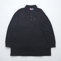 CHAPS RALPH LAUREN Long Sleeve Polo Shirt, Rugby Shirt, XL, Black, Cotton, Chest Pocket