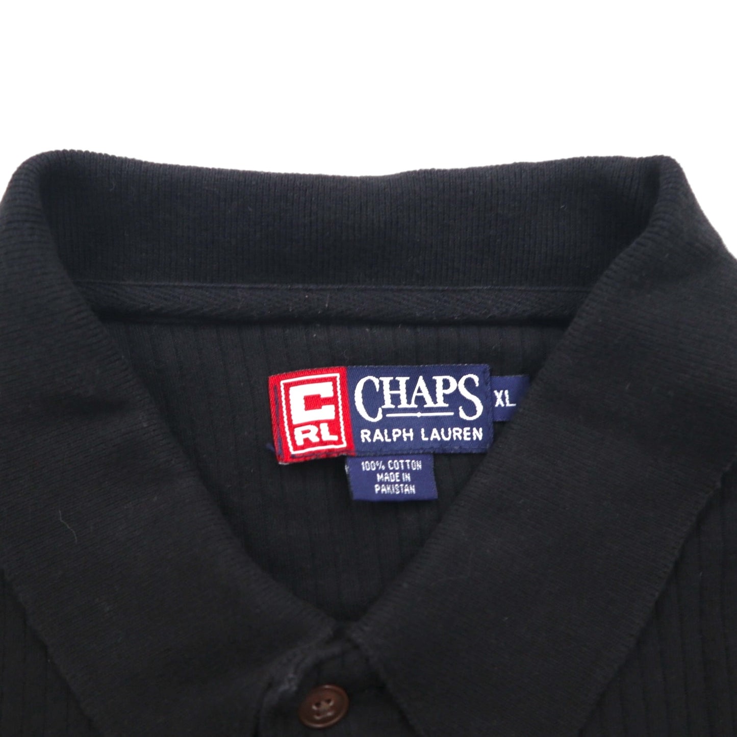 CHAPS RALPH LAUREN 長袖ポロシャツ ラガーシャツ XL ブラック コットン 胸ポケット