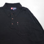 CHAPS RALPH LAUREN Long Sleeve Polo Shirt, Rugby Shirt, XL, Black, Cotton, Chest Pocket
