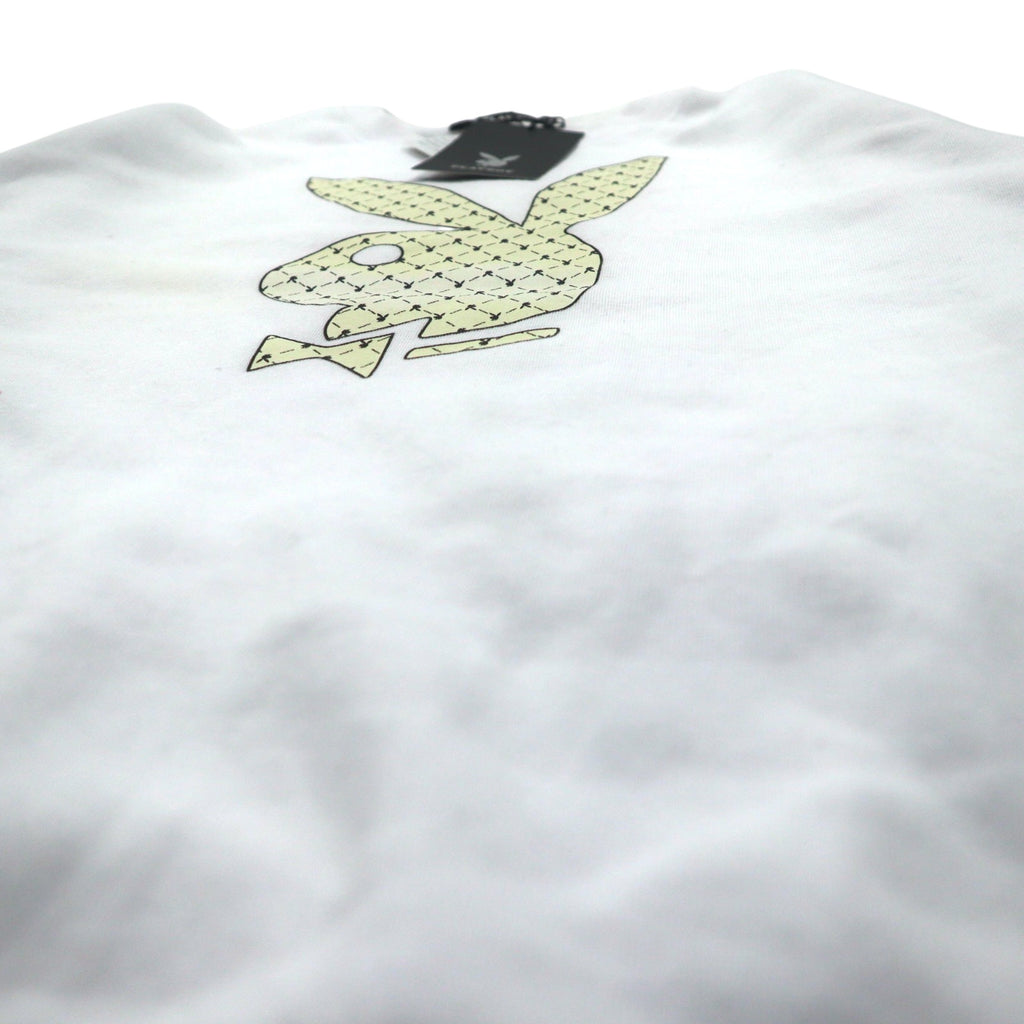 PLAY BOY logo print crew neck sweatshirt L white cotton fleece lining unused