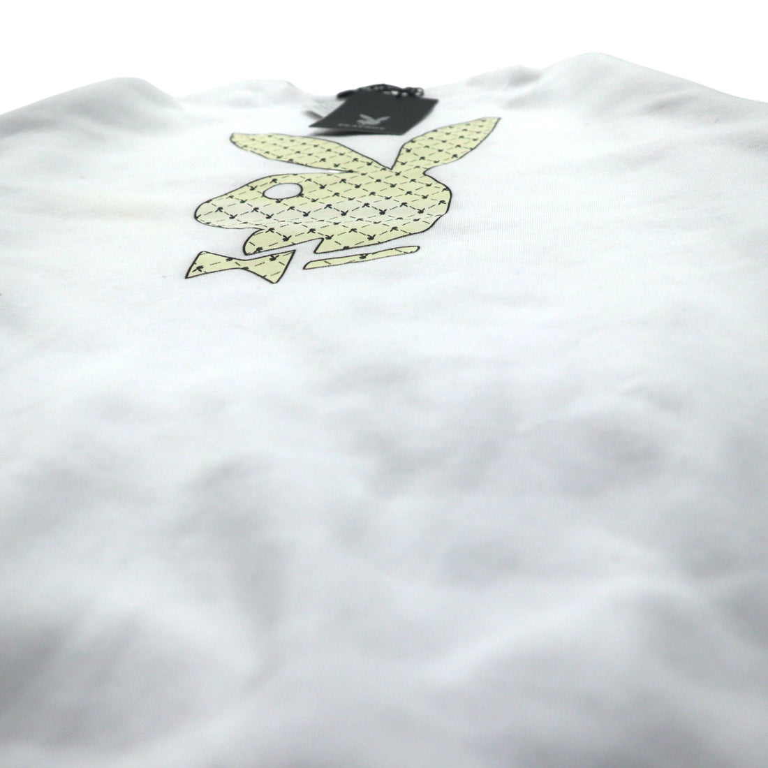 PLAY BOY logo print crew neck sweatshirt L white cotton fleece lining unused