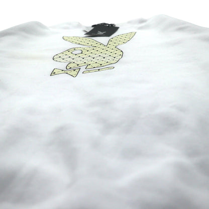 PLAY BOY ロゴプリント クルーネック スウェット L ホワイト コットン 裏起毛 未使用品