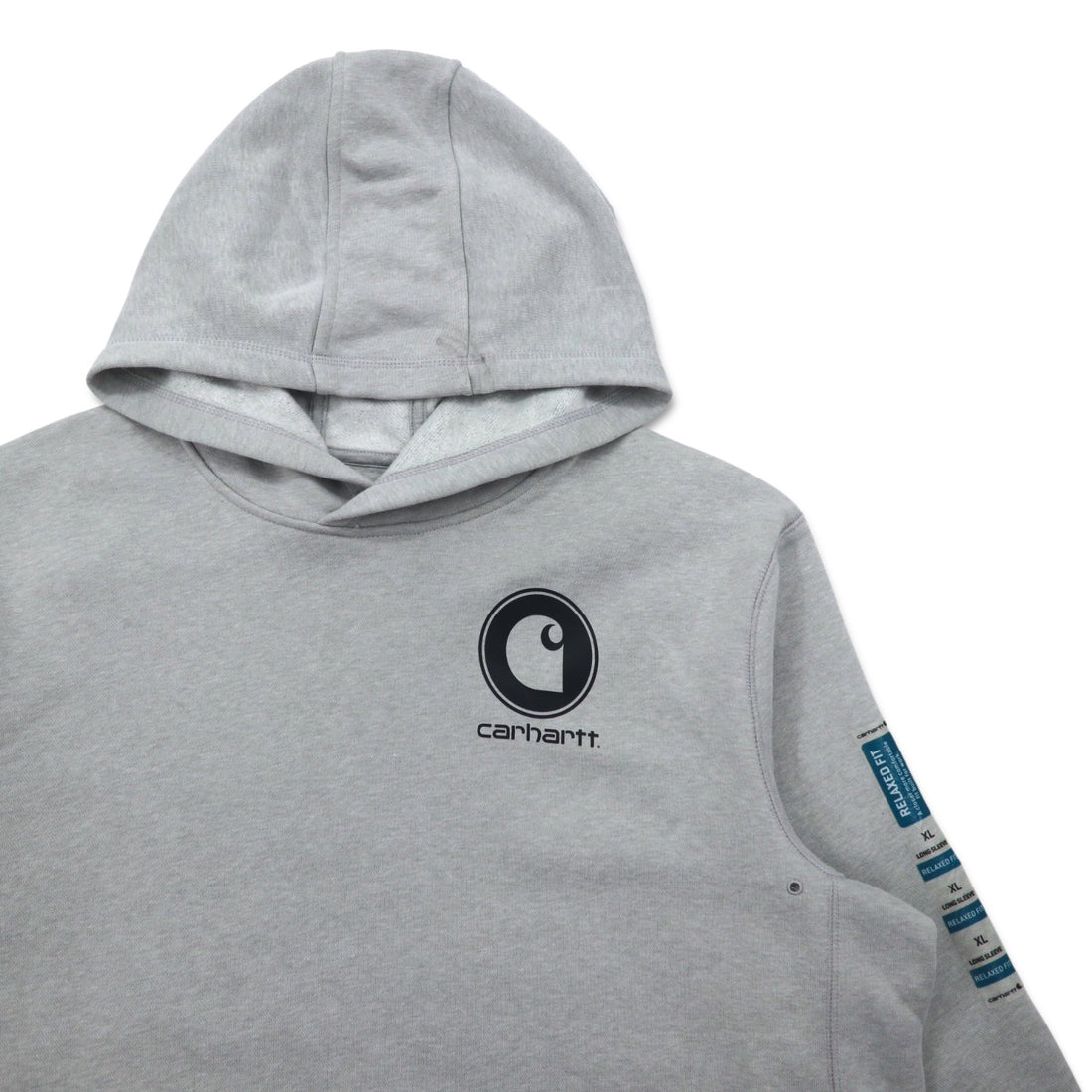 Carhartt Relaxed Fit Hoodie XL Grey Cotton Fleece Lining 103453 058 Force Delmont Graphic Hooded Unused
