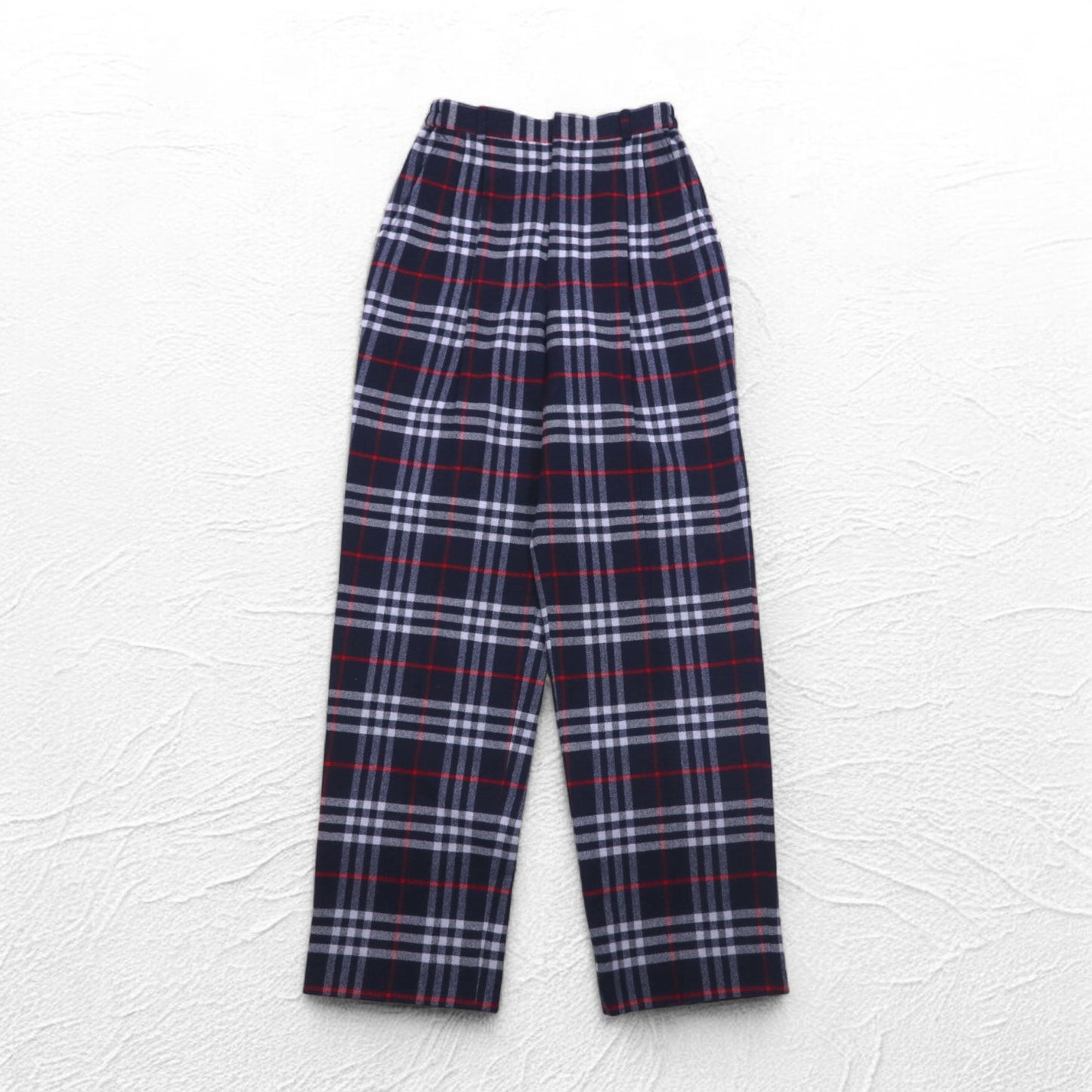 Burberrys ノバチェック タック イージー スラックスパンツ M ネイビー ウール 日本製
