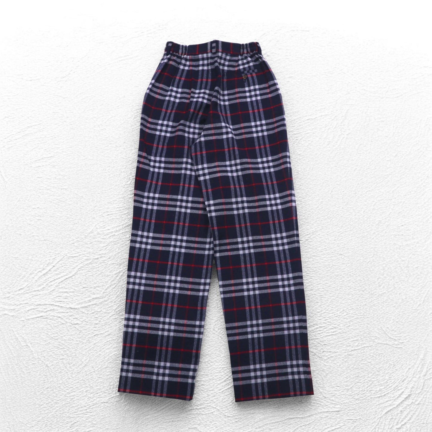 Burberrys ノバチェック タック イージー スラックスパンツ M ネイビー ウール 日本製