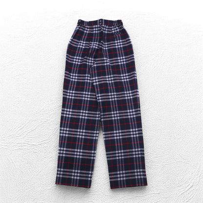 Burberrys ノバチェック タック イージー スラックスパンツ M ネイビー ウール 日本製