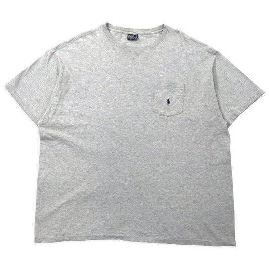Polo by Ralph Lauren 90年代 USA製 ポケットTシャツ XL グレー コットン スモールポニー刺繍 ビッグサイズ