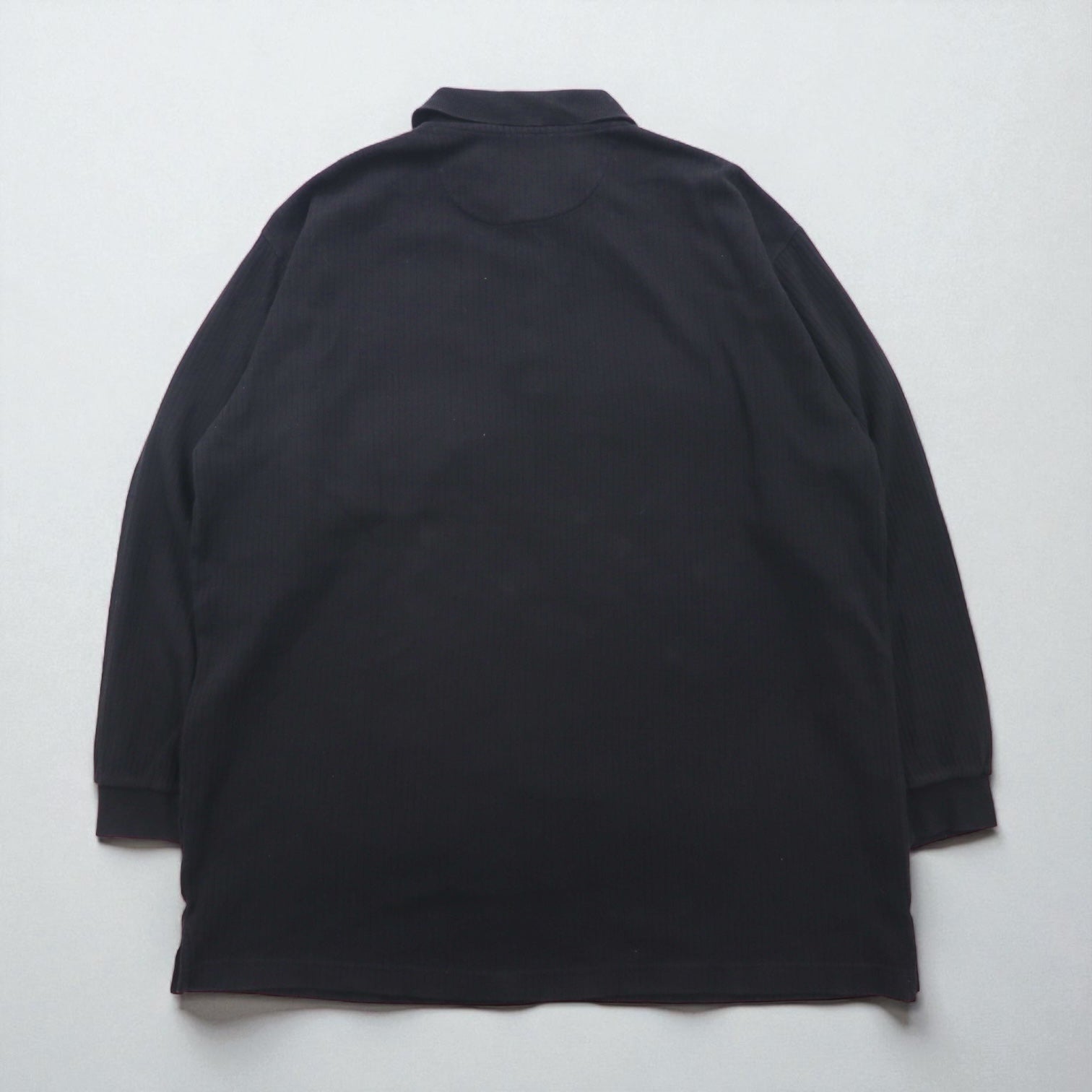 CHAPS RALPH LAUREN Long Sleeve Polo Shirt, Rugby Shirt, XL, Black, Cotton, Chest Pocket