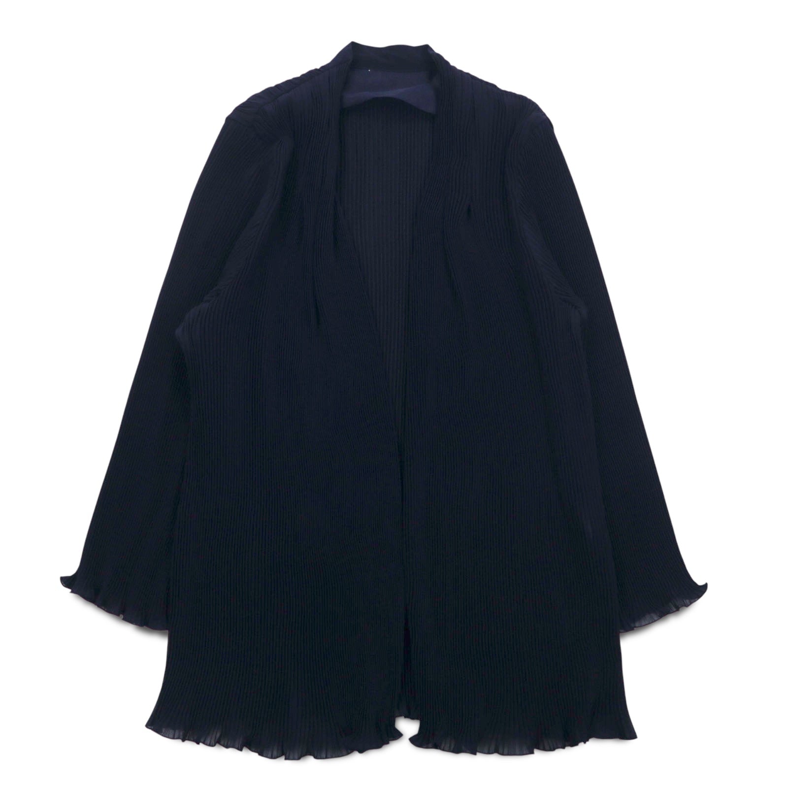Vintage Pleated Sheer Cardigan プリーツ シアーカーディガン M ネイビー ポリエステル